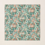 Morris Inspired Tulips,Peonies,Acanthus Green Scarf