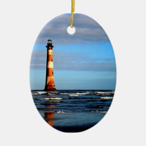Morris Island Lighthouse Folly Beach Ceramic Ornament