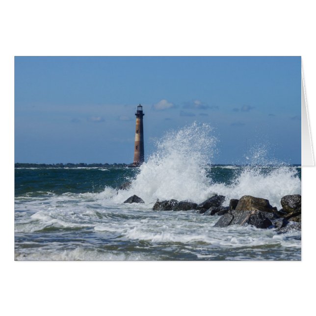 Morris Island Lighthouse Splash Greeting Card (Front Horizontal)