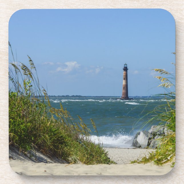 Morris Island Lighthouse Walkway Beverage Coaster (Front)