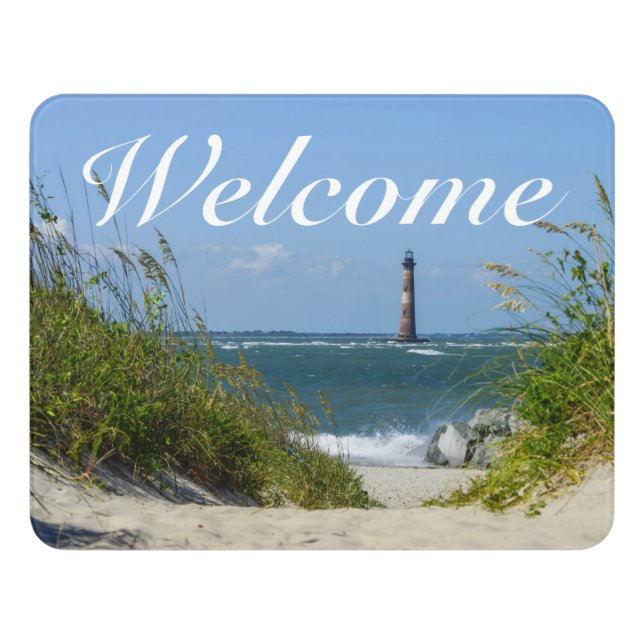 Morris Island Lighthouse Walkway Welcome Door Sign (Contemporary Front)