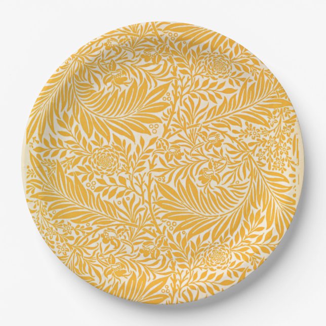Morris - Larkspur, golden yellow Paper Plates (Front)