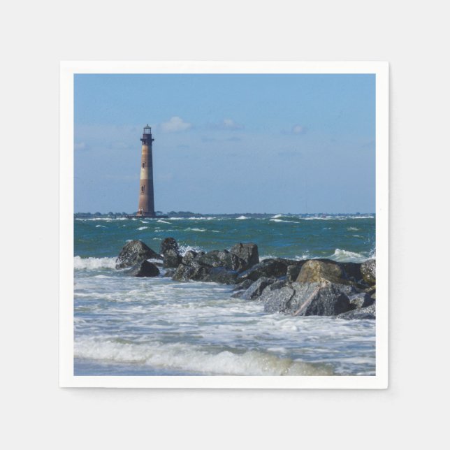 Morris Lighthouse Folly Beach Paper Napkins (Front)