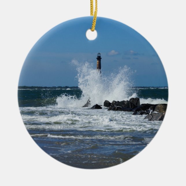 Morris Lighthouse Splash Ceramic Ornament (Front)