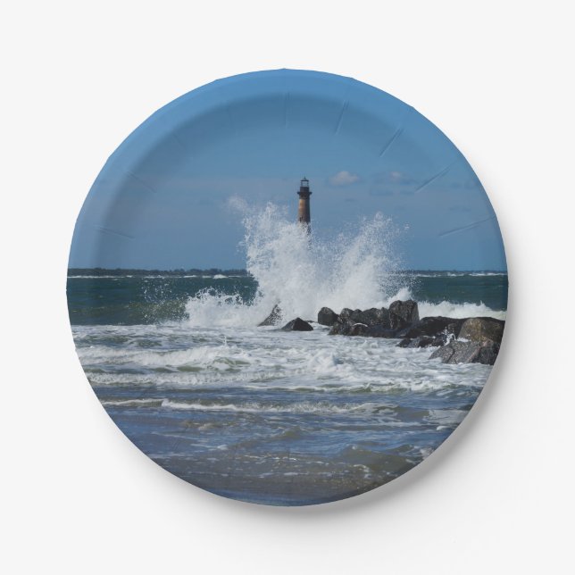 Morris Lighthouse Splash Paper Plates (Front)