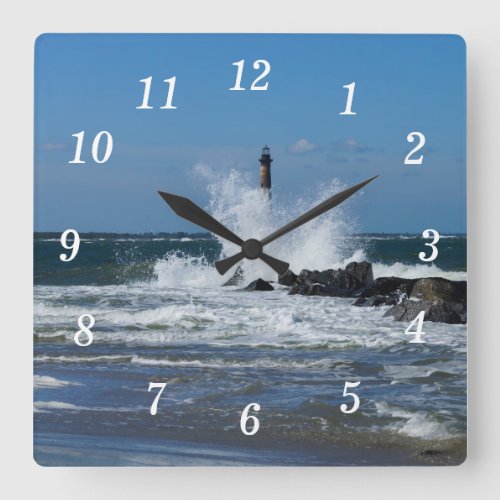 Morris Lighthouse Splash Square Wall Clock