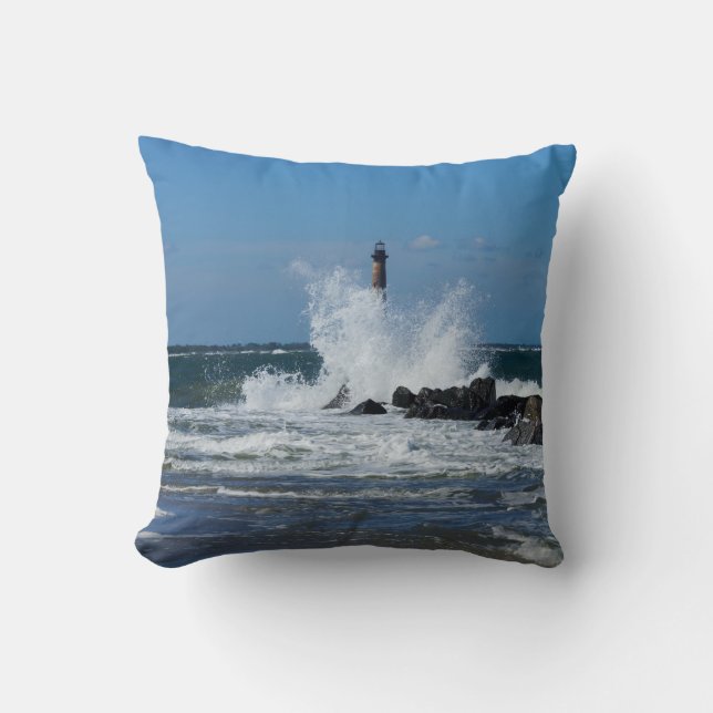 Morris Lighthouse Splash Throw Pillow (Front)