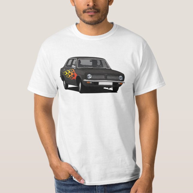Morris Marina Super - black with flames T-Shirt (Front)