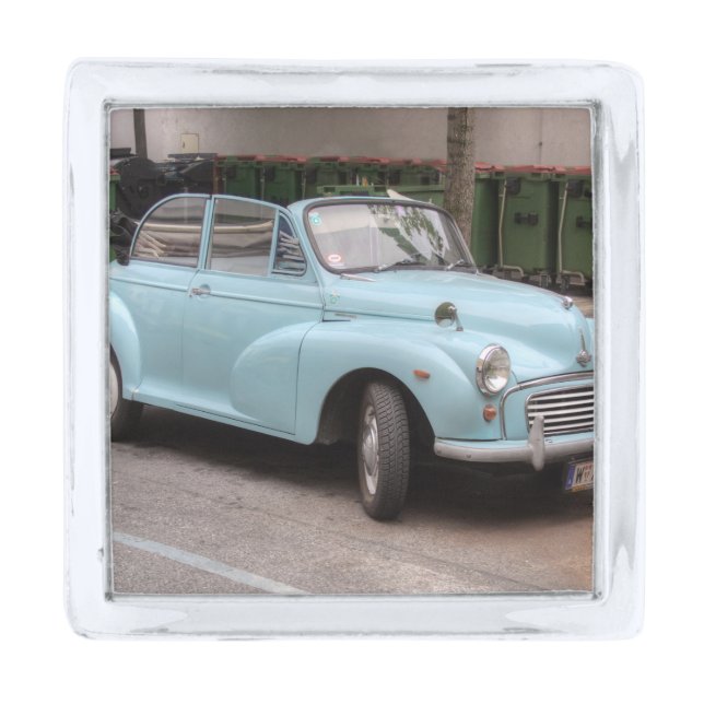 Morris Minor Convertible Tourer Silver Finish Lapel Pin (Front)