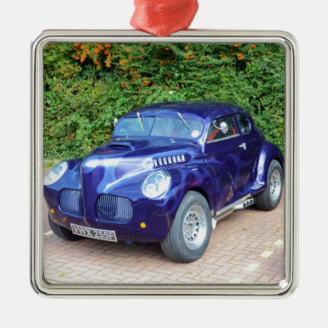 Morris Minor Hot Rod Metal Ornament (Front)