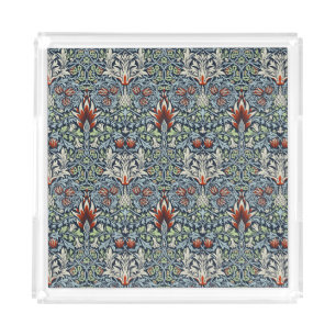 Morris Navy Blue Snakeshead Floral Wallpaper Acrylic Tray