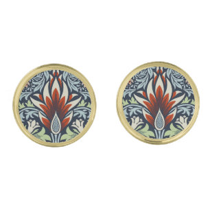 Morris Navy Blue Snakeshead Floral Wallpaper Cufflinks