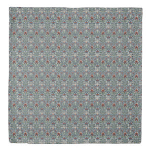 Morris Navy Blue Snakeshead Floral Wallpaper Duvet Cover