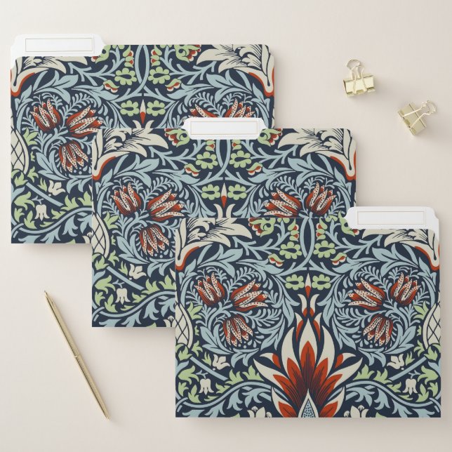 Morris Navy Blue Snakeshead Floral Wallpaper File Folder (Set)