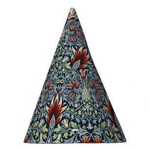 Morris Navy Blue Snakeshead Floral Wallpaper Party Hat