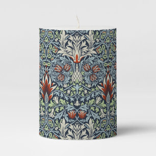 Morris Navy Blue Snakeshead Floral Wallpaper Pillar Candle