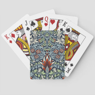 Morris Navy Blue Snakeshead Floral Wallpaper Poker Cards