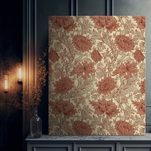 Morris Orange Chrysanthemum Victorian Pattern Canvas Print