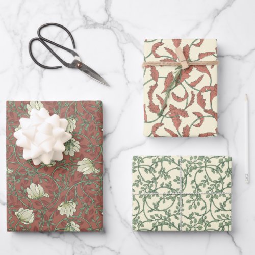 Morris Park Copper and Green Floral Demask Wrapping Paper Sheets