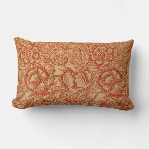 Morris _ Pink and Poppyfloral pattern Lumbar Pillow