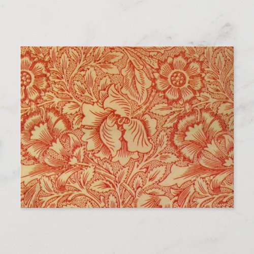 Morris _ Pink and Poppyfloral pattern Postcard