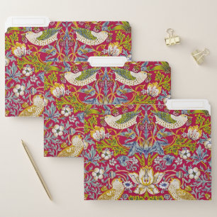 Morris Red Background Strawberry Thief Pattern File Folder