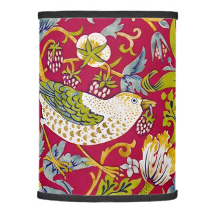 Morris Red Background Strawberry Thief Pattern Lamp Shade