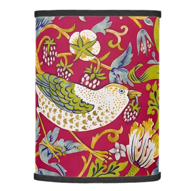 Morris Red Background Strawberry Thief Pattern Lamp Shade (Right)