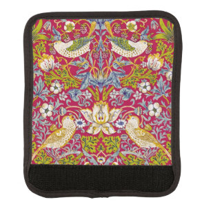 Morris Red Background Strawberry Thief Pattern Luggage Handle Wrap