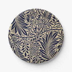 Morris - Spray - Navy Blue and neutral Paper Plates