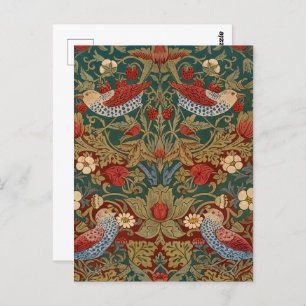 Morris - Strawberry Thief  #2 Floral Pattern  Postcard