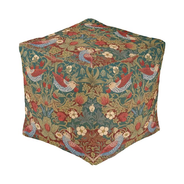 Morris - Strawberry Thief  #2 Floral Pattern  Pouf (Angled Front)