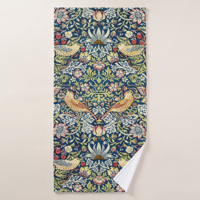 Morris - Strawberry Thief Bird & Floral Pattern Bath Towel Set (Bath Towel)