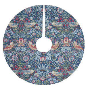 Morris Strawberry Thief Classic Indigo Blue Fine Brushed Polyester Tree Skirt