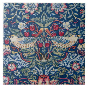 Morris Strawberry Thief Classic Indigo Blue Fine Ceramic Tile