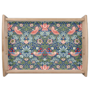 Morris Strawberry Thief Floral Pattern Blue Green Serving Tray