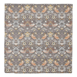 Morris Strawberry Thief Floral Pattern Earth Tones Duvet Cover