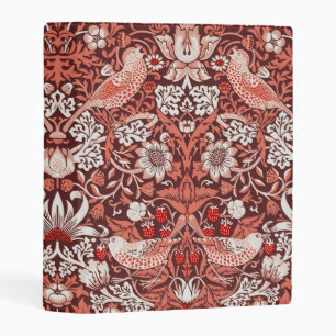 Morris Strawberry Thief Floral Pattern Vintage Red Mini Binder