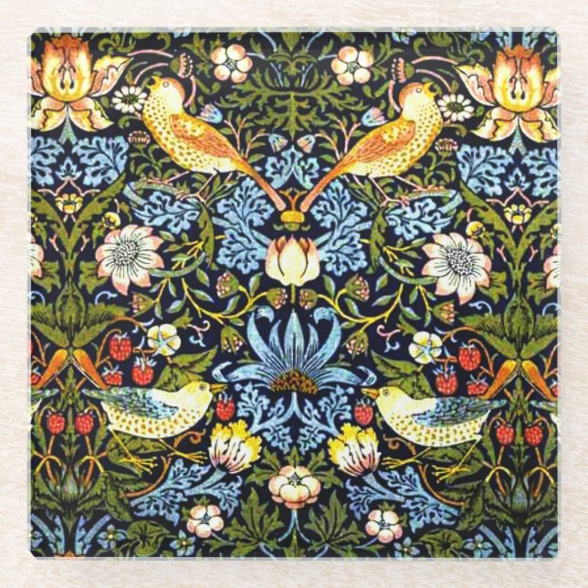 Morris - Strawberry Thief Glass Coaster (Front)