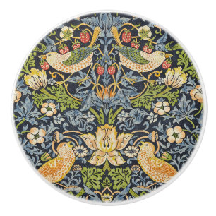 Morris Strawberry Thief Navy Blue Vintage Fine Art Ceramic Knob