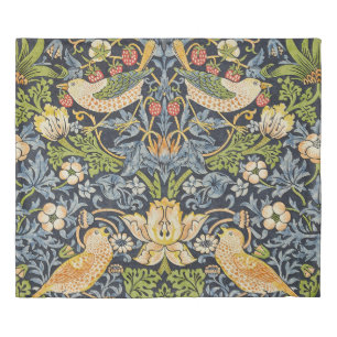 Morris Strawberry Thief Navy Blue Vintage Fine Art Duvet Cover