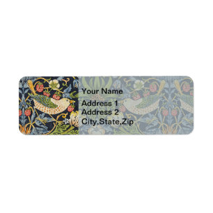Morris Strawberry Thief Navy Blue Vintage Fine Art Label