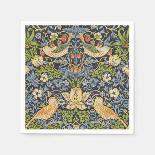 Morris Strawberry Thief Navy Blue Vintage Fine Art Napkins