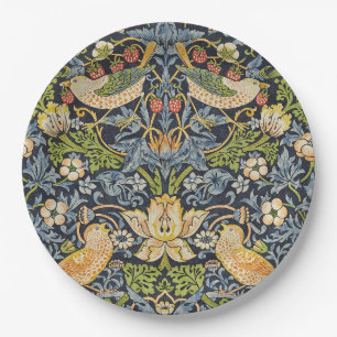 Morris Strawberry Thief Navy Blue Vintage Fine Art Paper Plates