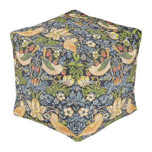 Morris Strawberry Thief Navy Blue Vintage Fine Art Pouf