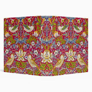 Morris Strawberry Thief Raspberry Red Lime Floral 3 Ring Binder