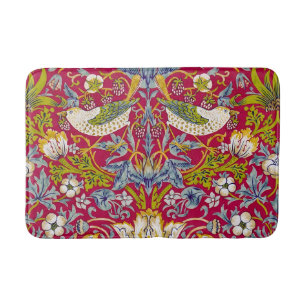 Morris Strawberry Thief Raspberry Red Lime Floral Bath Mat
