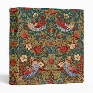 Morris Strawberry Thief Teal Green Red Floral Art 3 Ring Binder