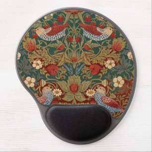 Morris Strawberry Thief Teal Green Red Floral Art Gel Mouse Pad