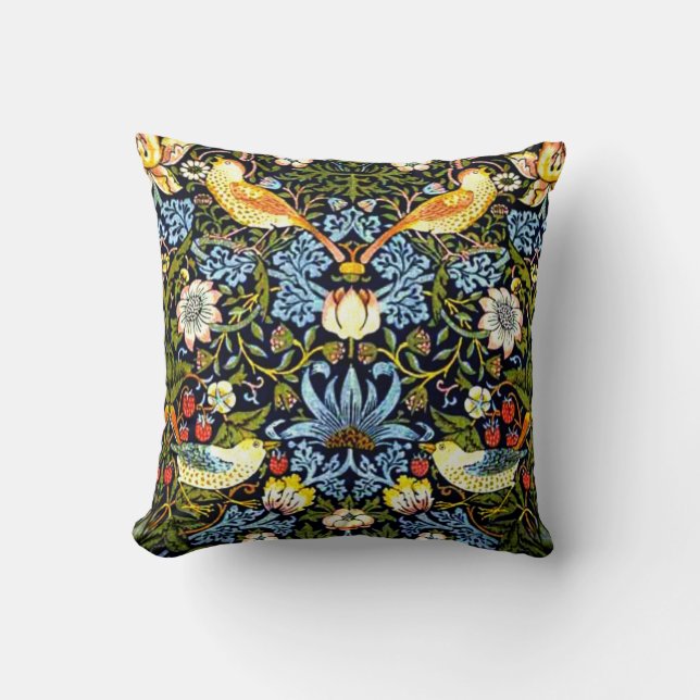 Morris - Strawberry Thief Throw Pillow (Front)